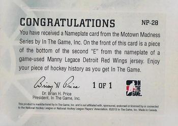 2012-13 In The Game Motown Madness - Nameplate #NP-28 Manny Legace Back
