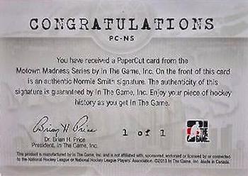 2012-13 In The Game Motown Madness - Papercuts Autographs #PC-NS Normie Smith Back