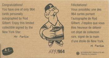 1994-95 Parkhurst Tall Boys 1964-65 - Autographs #A-1 Rod Gilbert Back