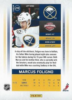 2011-12 Panini Rookie Anthology - Contenders Calder Contenders #270 Marcus Foligno Back