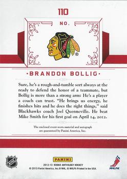 2012-13 Panini Rookie Anthology #110 Brandon Bollig Back