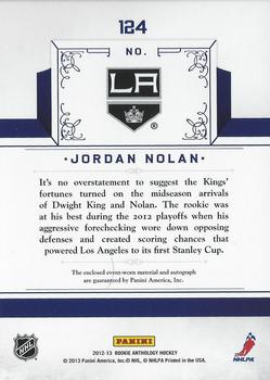 2012-13 Panini Rookie Anthology #124 Jordan Nolan Back