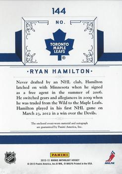 2012-13 Panini Rookie Anthology #144 Ryan Hamilton Back