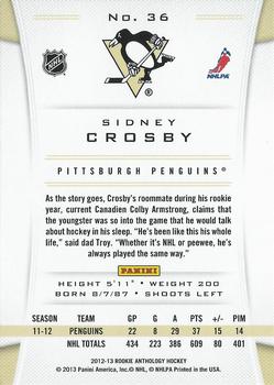 2012-13 Panini Rookie Anthology #36 Sidney Crosby Back