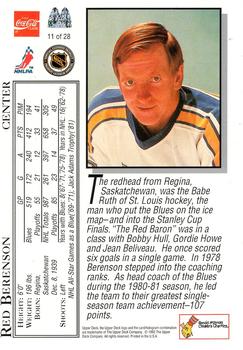 1993 Upper Deck McDonald's The Best of the Blues 1967-1992 #11 Red Berenson Back
