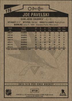 2013-14 O-Pee-Chee #116 Joe Pavelski Back