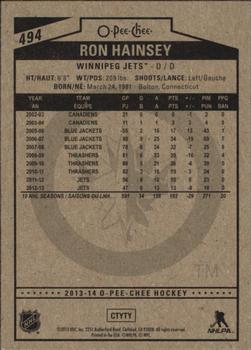 2013-14 O-Pee-Chee #494 Ron Hainsey Back