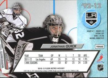 2012-13 Fleer Retro - 1992-93 Ultra #‘92-12 Jonathan Quick Back