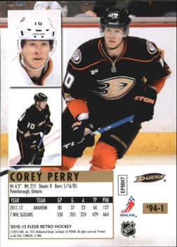 2012-13 Fleer Retro - 1994-95 Ultra #‘94-1 Corey Perry Back