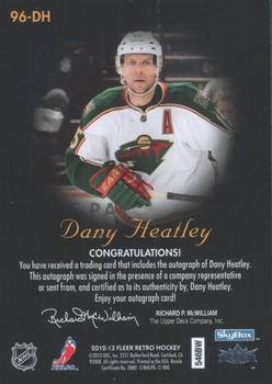 2012-13 Fleer Retro - 1996-97 Skybox Autographics #96-DH Dany Heatley Back