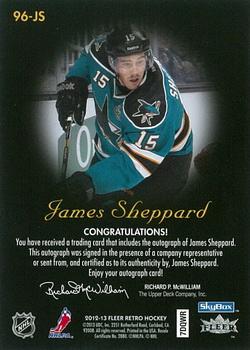 2012-13 Fleer Retro - 1996-97 Skybox Autographics #96-JS James Sheppard Back