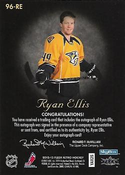 2012-13 Fleer Retro - 1996-97 Skybox Autographics #96-RE Ryan Ellis Back
