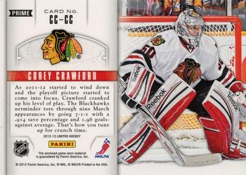 2012-13 Panini Limited - Crease Cleaners Jersey Prime #CC-CC Corey Crawford Back