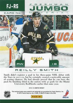 2012-13 Panini Limited - Freshman Jumbo Jersey Autograph #FJ-RS Reilly Smith Back