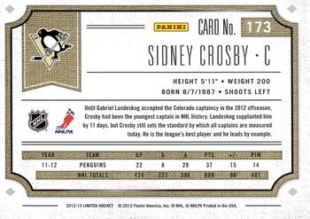 2012-13 Panini Limited - Gold #173 Sidney Crosby Back