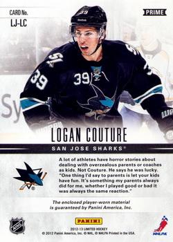 2012-13 Panini Limited - Limited Prime #LJ-LC Logan Couture Back