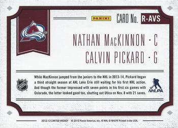 2012-13 Panini Limited - Rookie Redemption #R-AVS Nathan MacKinnon / Calvin Pickard Back