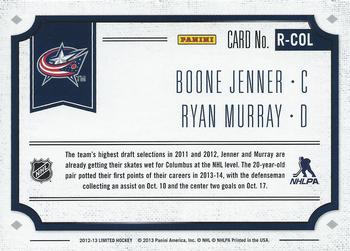 2012-13 Panini Limited - Rookie Redemption #R-COL Boone Jenner / Ryan Murray Back