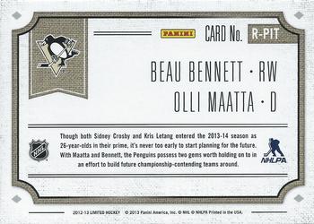 2012-13 Panini Limited - Rookie Redemption #R-PIT Beau Bennett / Olli Maatta Back