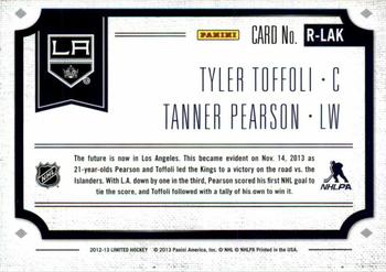 2012-13 Panini Limited - Rookie Redemption #R-LAK Tyler Toffoli / Tanner Pearson Back