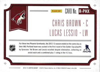 2012-13 Panini Limited - Rookie Redemption #R-PHX Chris Brown / Lucas Lessio Back