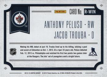 2012-13 Panini Limited - Rookie Redemption #R-WIN Anthony Peluso / Jacob Trouba Back