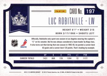 2012-13 Panini Limited - Silver #197 Luc Robitaille Back