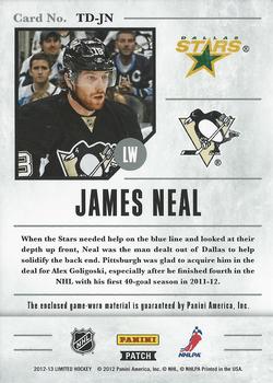 2012-13 Panini Limited - Travels Dual Jerseys Patch #TD-JN James Neal Back