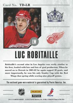 2012-13 Panini Limited - Travels Dual Jerseys Patch #TD-LR Luc Robitaille Back