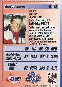 1996-97 Regina Pats (WHL) #15 Andy Adams Back