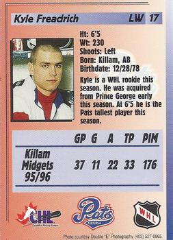1996-97 Regina Pats (WHL) #17 Kyle Freadrich Back