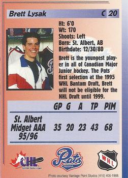 1996-97 Regina Pats (WHL) #20 Brett Lysak Back