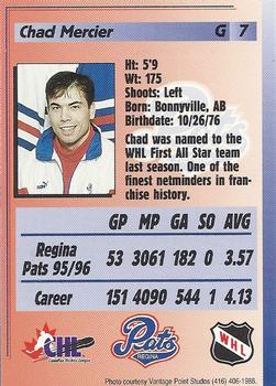 1996-97 Regina Pats (WHL) #7 Chad Mercier Back