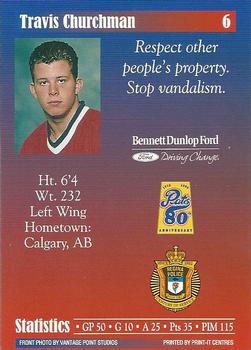 1997-98 Regina Pats (WHL) Police #6 Travis Churchman Back