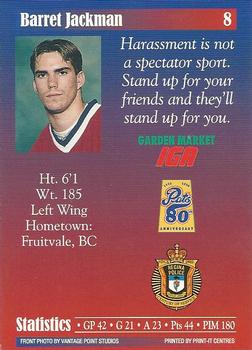 1997-98 Regina Pats (WHL) Police #8 Barret Jackman Back