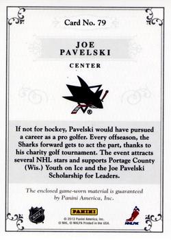 2011-12 Panini Dominion - Jerseys #79 Joe Pavelski Back