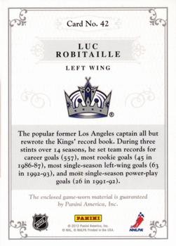 2011-12 Panini Dominion - Jerseys Patches #42 Luc Robitaille Back