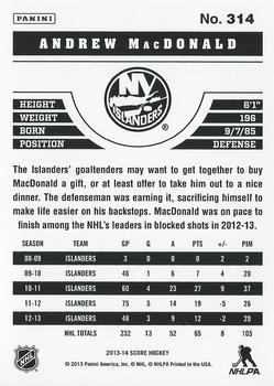 2013-14 Score #314 Andrew MacDonald Back