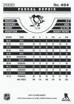 2013-14 Score #404 Pascal Dupuis Back