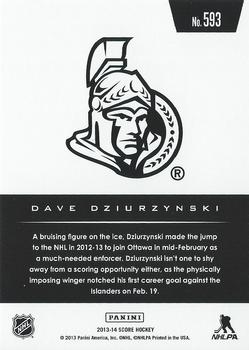 2013-14 Score #593 Dave Dziurzynski Back