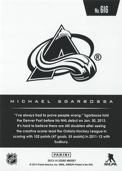 2013-14 Score #616 Michael Sgarbossa Back