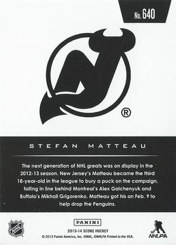 2013-14 Score #640 Stefan Matteau Back
