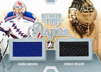 2012-13 In The Game Between The Pipes - Aspire Jerseys Silver #ASP-03 John Gibson / Jonas Hiller Front