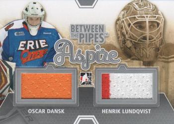 2012-13 In The Game Between The Pipes - Aspire Jerseys Silver #ASP-04 Oscar Dansk / Henrik Lundqvist Front