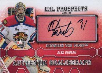 2012-13 In The Game Between The Pipes - Authentic Goaliegraphs #A-AD Alex Dubeau Front