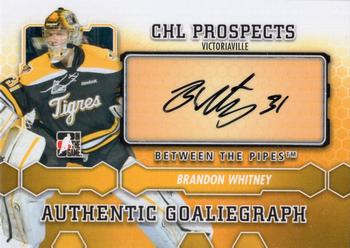 2012-13 In The Game Between The Pipes - Authentic Goaliegraphs #A-BW Brandon Whitney Front
