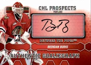 2012-13 In The Game Between The Pipes - Authentic Goaliegraphs #A-BB Brendan Burke Front