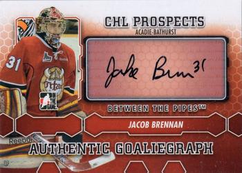 2012-13 In The Game Between The Pipes - Authentic Goaliegraphs #A-JB Jacob Brennan Front