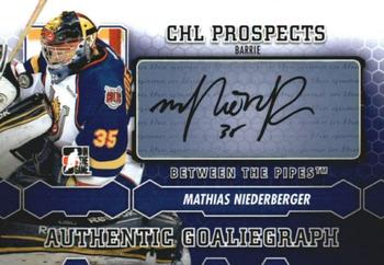 2012-13 In The Game Between The Pipes - Authentic Goaliegraphs #A-MN Mathias Niederberger Front