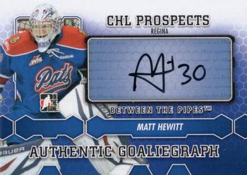 2012-13 In The Game Between The Pipes - Authentic Goaliegraphs #A-MH Matt Hewitt Front